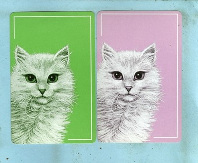2 Vintage Pair of Swap Cards, CATS, Cute White Kittens.....