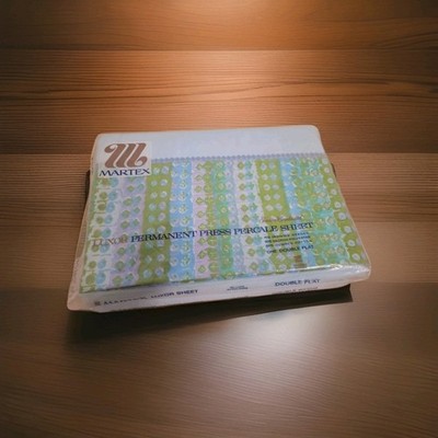 Vintage  Martex Luxor Percale Double Flat & Fitted Sheet New Candy Box