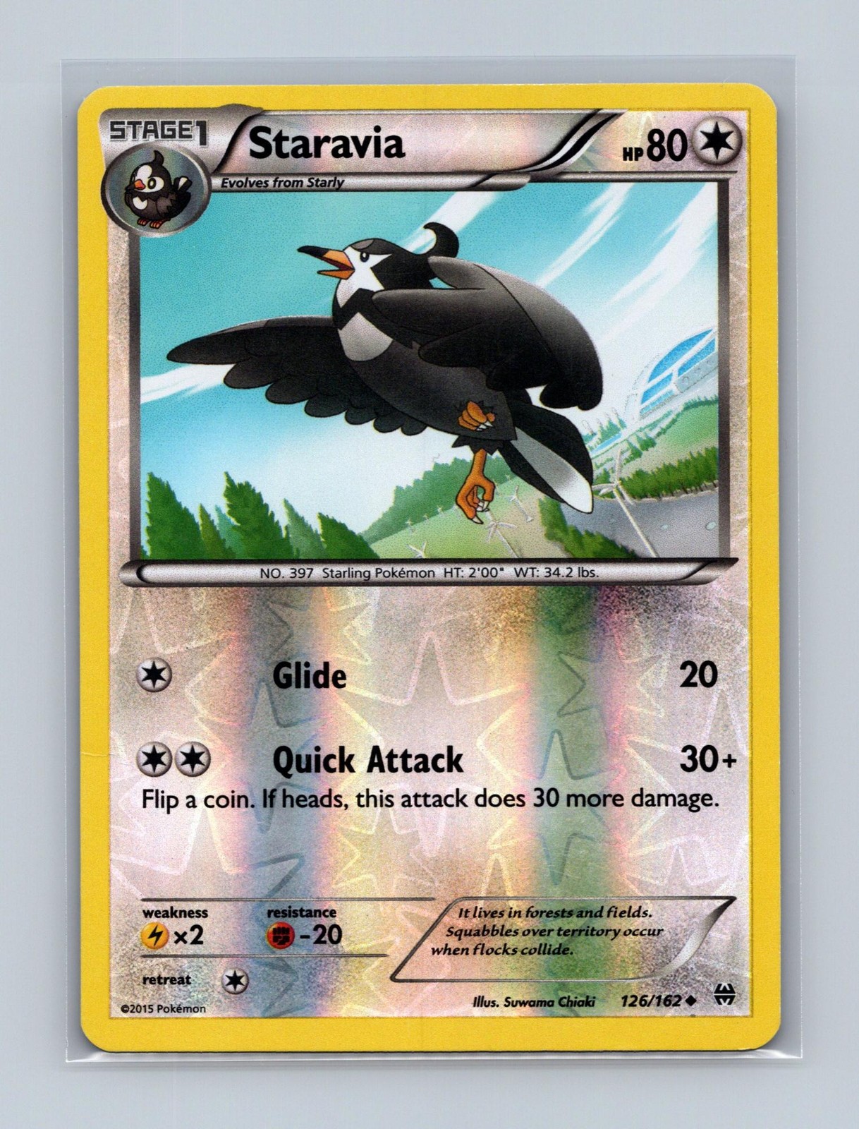 Staravia 126/162 Uncommon BREAKthrough Pokemon Reverse Holo Lightly Played