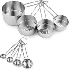 8PCS Measuring Cups, OHOLA Stainless Steel Measuring Cups and Spoons Set, Great