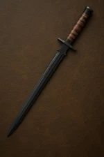 US 1942 Double-Edge Combat Sword and Leather Sheath | Collectible War Fighting