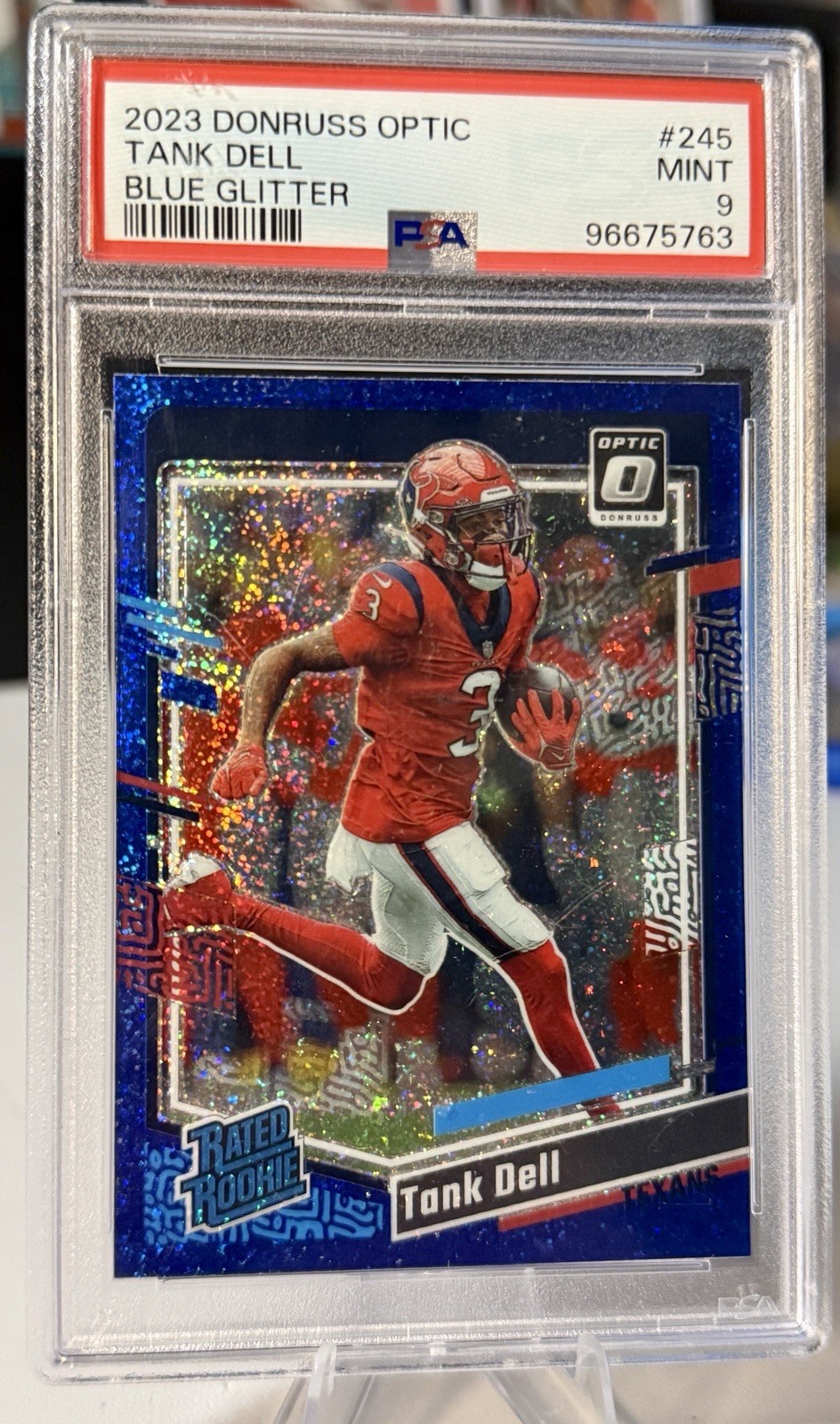 2023 Panini Donruss Optic - Rated Rookie Tank Dell #245 Blue Glitter PSA 9