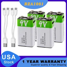 9V 6F22 9 Volt Li-ion USB Rechargeable Batteries 5800mWh Lithium Ion Battery