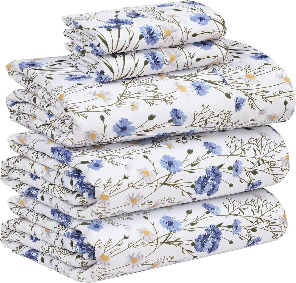Hotel Standard Split King Sheets - 100% Cotton, 5Pcs, Floral - Image 3 of 4