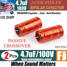 2x Audiophiler Bipolar Axial Electronic HIFI Crossover Capacitor 100V 4.7uF