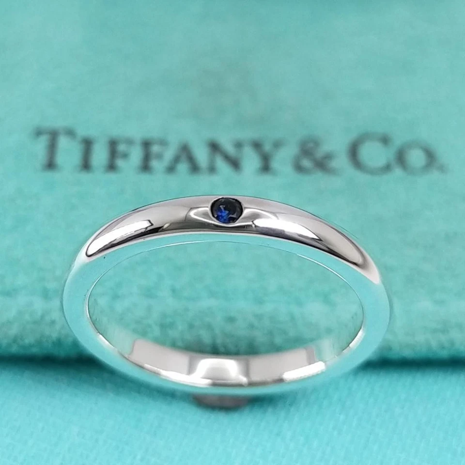 Anillo Tiffany & Co Plata Esterlina Elsa Peretti Zafiro Azul Pila Talla 5.5 Foto 2 de 4