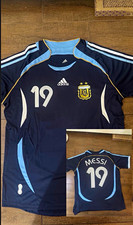 adidas Argentina Lionel Messi #19 Soccer Jersey Navy Blue Light Blue White