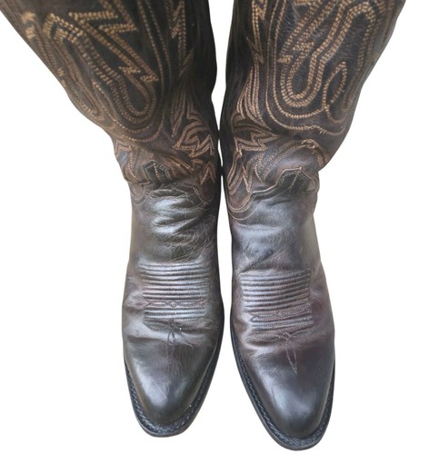 Lucchese 1883 Corbin Mad Dog Goat Cowboy Boots Chocolate N1556R4 Size 10 - Picture 9 of 22