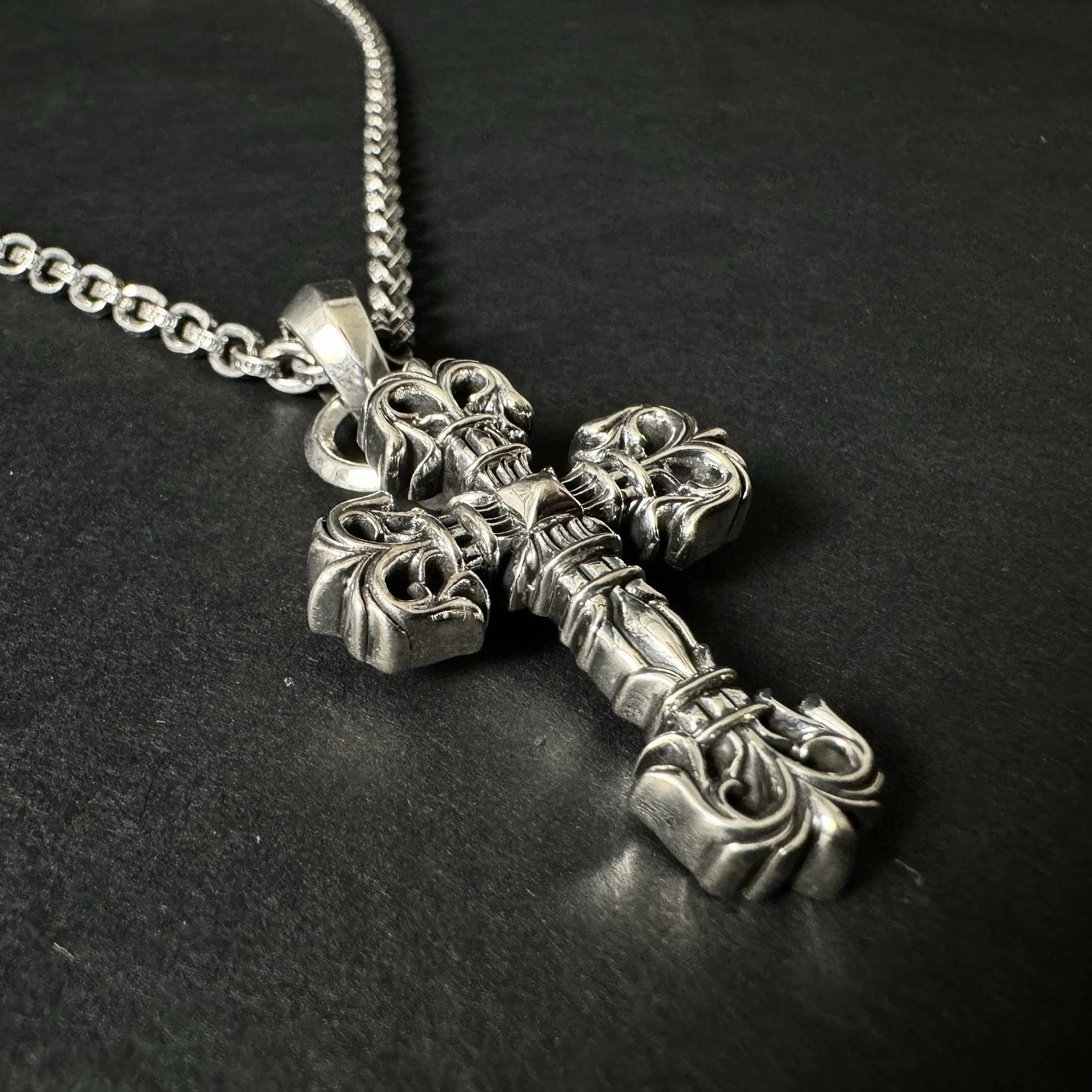 CHROME HEARTS Ciondolo filigrana XS cuori cromati NUOVISSIMO