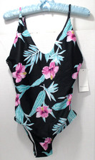 One Piece Swimsuit Size Medium V Neck Tropical Floral Cutout Sides Beach Pool
