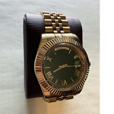 Gold Tone Automatic Day-Date Wristwatch Green...