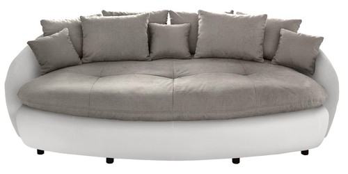 Big-Sofa - hellgrau-weiß - mit Kissen Sofa Wohnlandschaft Couch