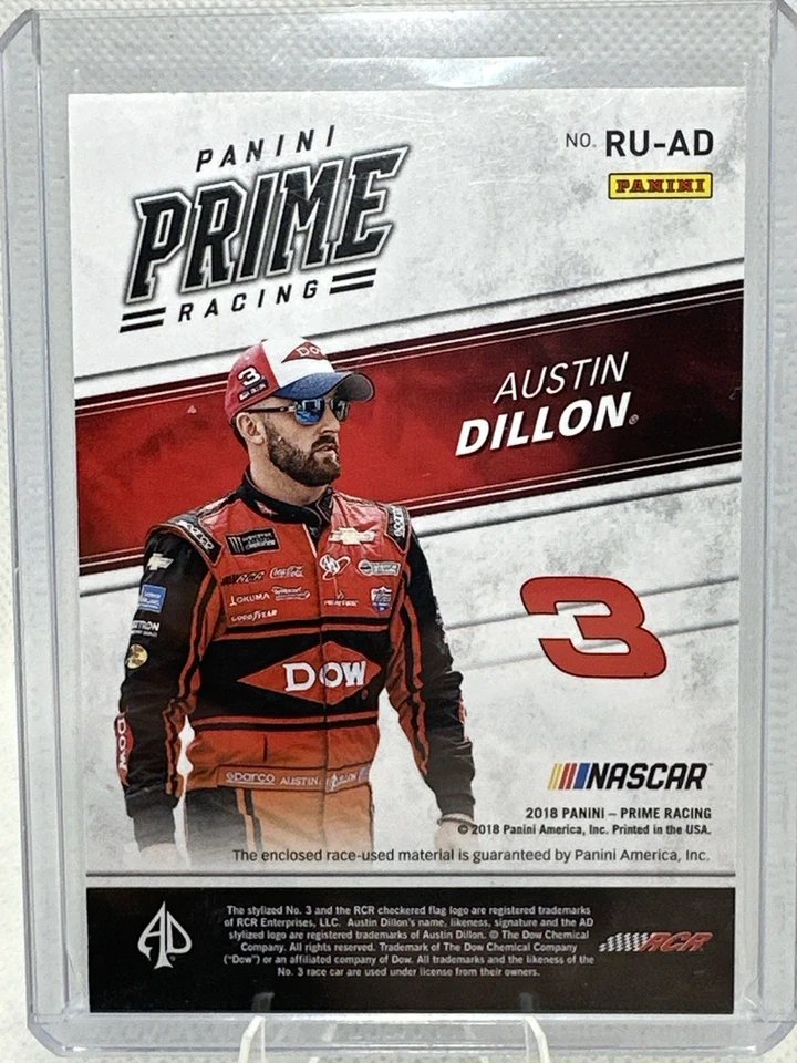 2018 Panini Prime Racing Austin Dillon Race Used Tire Relic 17/25 NASCAR - Image 2 of 3