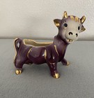 Vintage Purple With Gold Cow Bull Ceramic Figurine Planter /Trinket Holder — photo 8