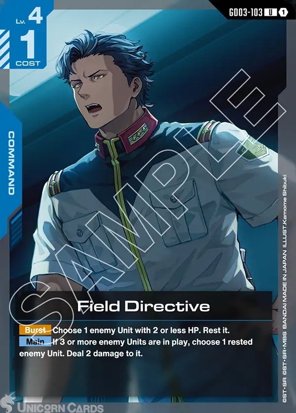 GD03-103 Field Directive  : UC Gundam TCG Card : GD03: Steel Requiem