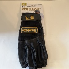 Franklin Pro Classic Gold Batting Gloves Black. Judge, Pittards Leather, Sz XL