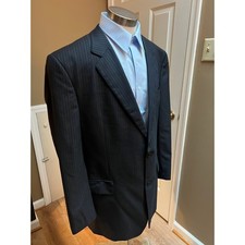 JOS. A. Bank Signature Gold Men's 46X Black Pinstripe 100 Wool Blazer