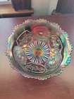 Super Blue Fenton Carnival Glass Mikado Large Compote Has Great Color