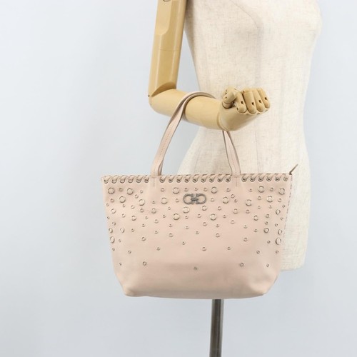 Sac à main Salvatore Ferragamo Gancini cuir rose argent authentique gh1927 - Photo 23/23