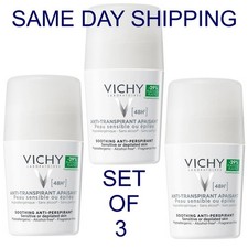 3 x Vichy 48H Anti-Perspirant Deodorant Sensitive Skin Roll-on 50ml PACK OF 3