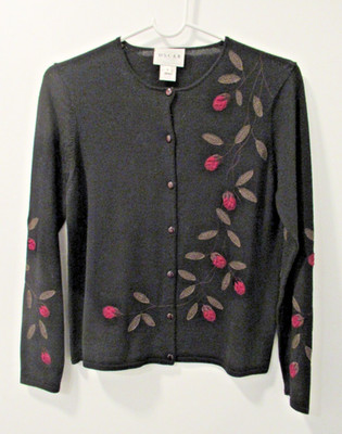 Oscar de la Renta Cardigan Sweater Top Button down Size S Merino Wool Women Teen