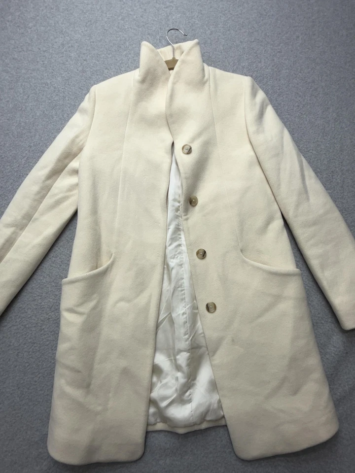 Wilfred Coat Womens XS Ivory Wool Cashmere Funnel Neck Cocoon Aritzia Pockets - Image 2 of 4