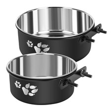 Kennel Water Bowl Hanging, Stainless Steel Dog Crate Water Bowl No Spill, 2 P...