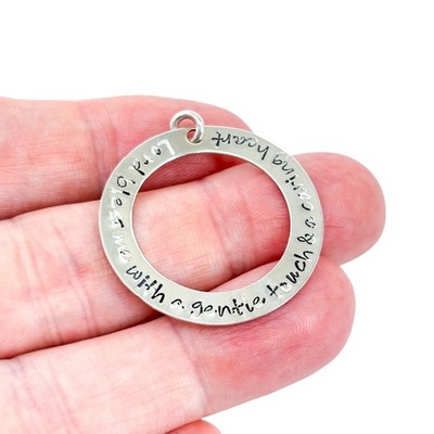 Vintage Sterling Silver 925 Circle Pendant  Bless Me  Prayer Ring Pendant