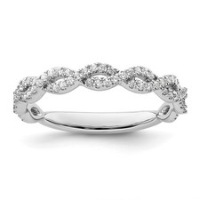 14k White Gold Round Cut Diamond Twisted Wedding Band Ring Size 7