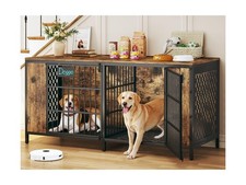 63" Large Double Dog Kennel Furniture for 2 Dogs   Extra Sturdy XXL Metal