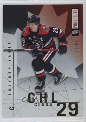 2022 Upper Deck CHL 2001 Throwback Gold Achievement 22/80 Brayden Yager #A7 0r4