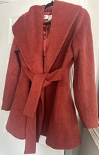Trina Turk Belted Wool and Alpaca Wrap Coat Burnt Orange Size 6