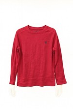 Polo Ralph Lauren Kids L. S. Waffle Knit Shirt Size 7 Marten Red Navy Pony NWT