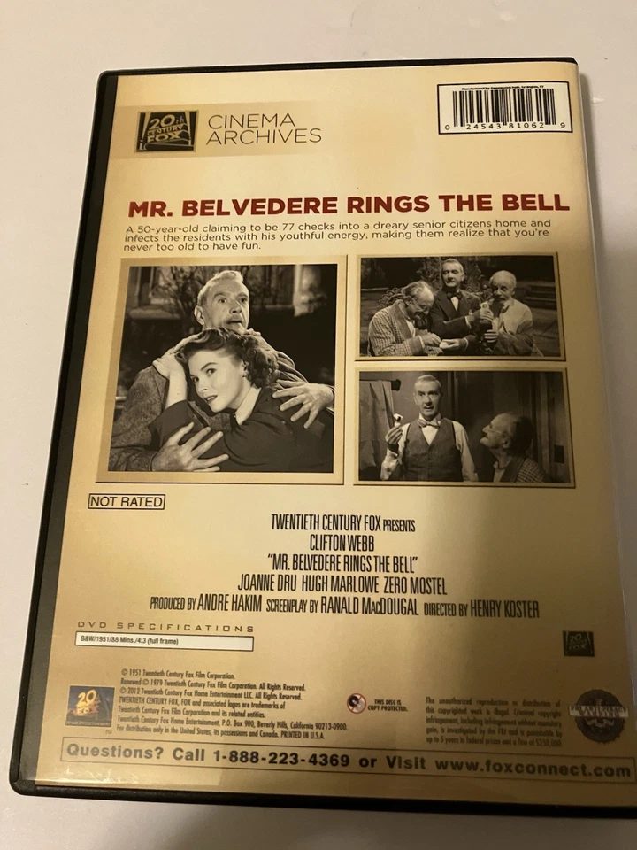 MR BELVEDERE RINGS THE BELL DVD 1951 FOX ARCHIVES MOD CLIFTON WEBB JOANNE DRU - Image 4 of 4
