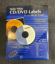 Printer Creations Matte White CD/DVD Labels for Inkjet Printer 30 Count / Inkjet