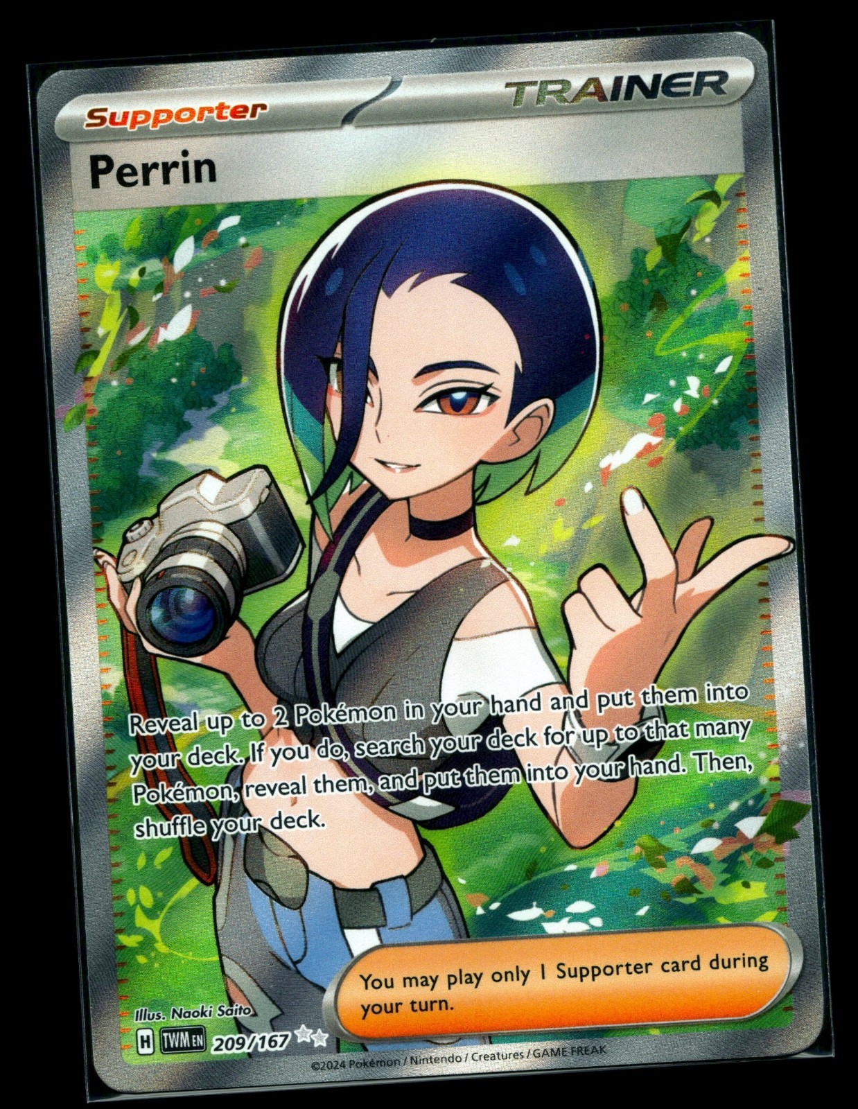 Pokémon TCG Trainer Perrin Holo Full Art Rare Twilight Masquerade 209/167 NM