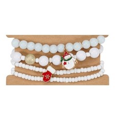 Christmas Bracelet for Women Elastic Cord Bracelet with Snowman, Snowflake, Ch