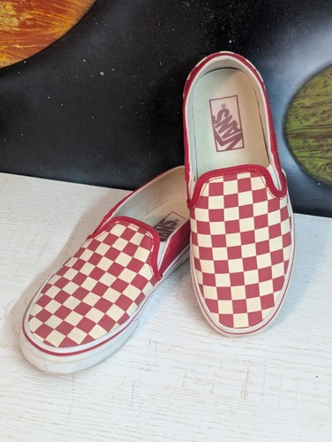 Vans Red & White Checkerboard Slip On Sneakers Women's US 6.5 Casual Skater Shoe - Picture 23 of 24