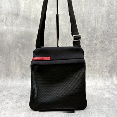 バッグ Y2K PRADA shoulder bag sacoche black Prada Sports Black Mesh Sacoche Shoulder Bag Mini Pouch Shoulder