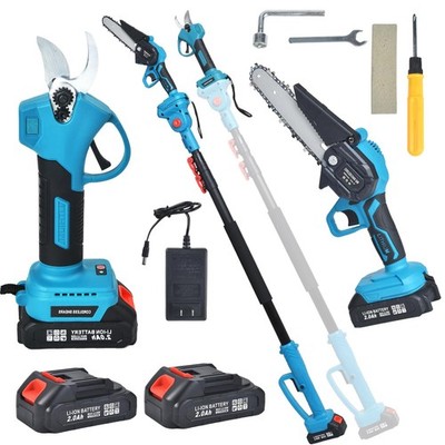 Cordless Pole Saw 4-in-1 Chainsaw Tree Trimming Garden Pruning Blue 4in1-20v