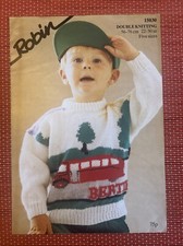 KIDS THOMAS TANK TRAIN ENGINE BERTIE JUMPER 20-30” VTG KNITTING PATTERN R 15030