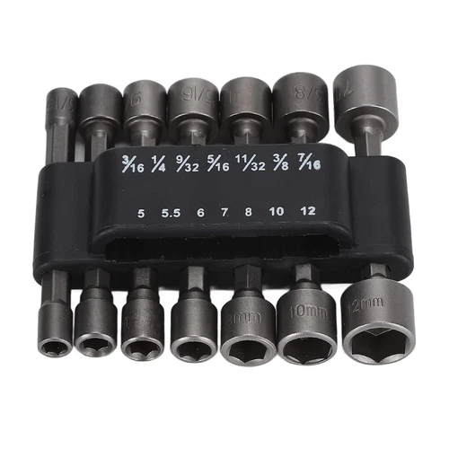 14pc POWER NUT Driver Bit Set Dual 1/4 Quick Change SAE & Metric MM Detent Shank - Picture 14 of 19