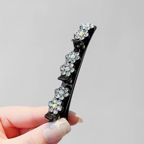 Sparkling Crystal Stone Braided Hair Clips Double Bangs Braided Hair Clips Decor - Picture 4 of 12