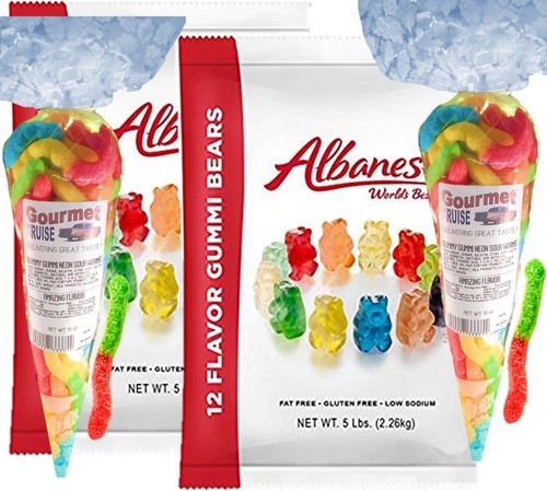 Albanese Gummi Bears 2 - 5 POUNDS 12 Flavor + 2 Gourmet Kruise® Gummy Sour Worms