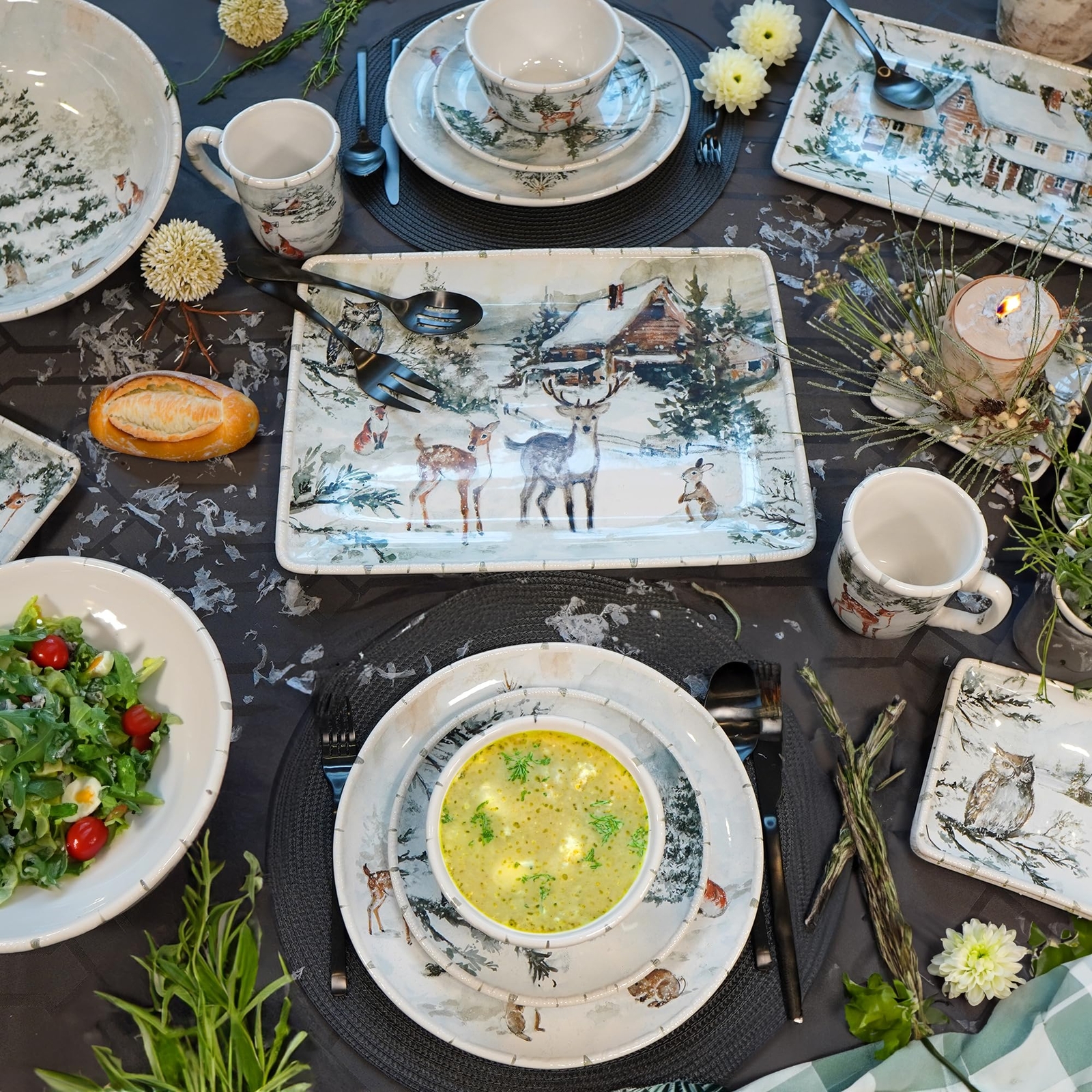 Certified International Winter Frost 16 Pc Dinnerware Set Service for 4.