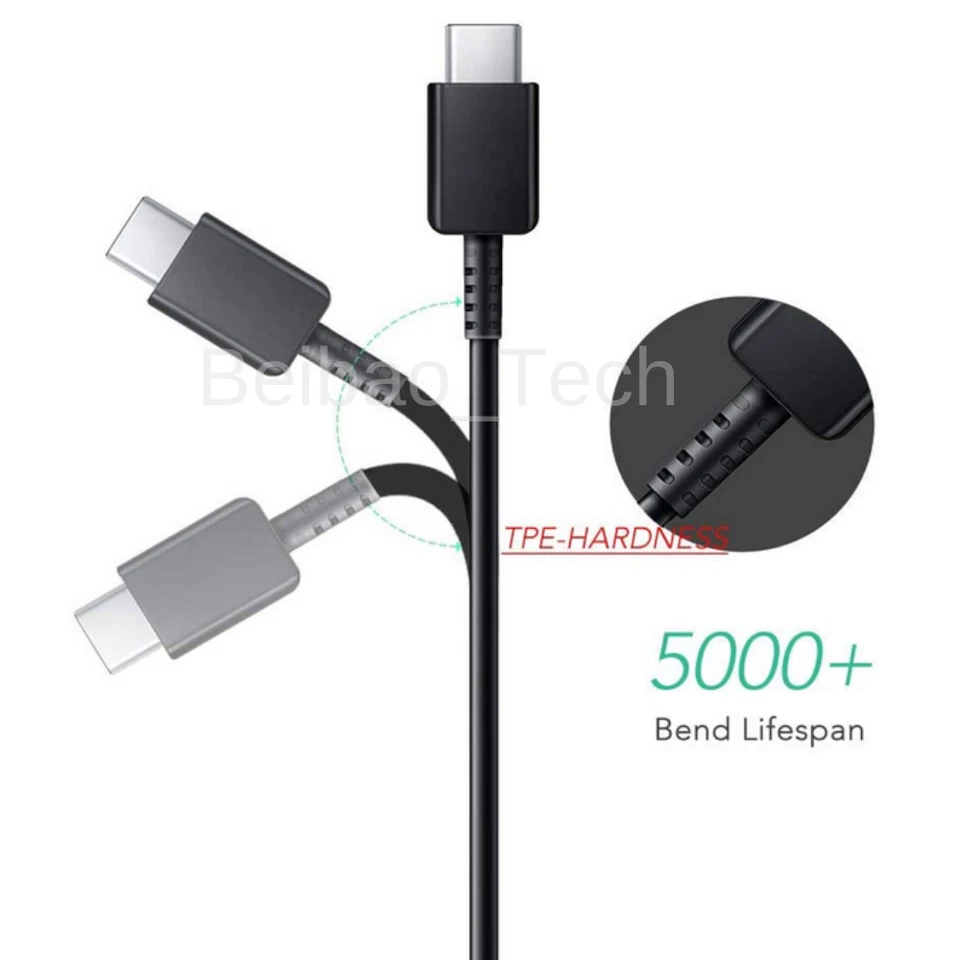 Paquete de 3 cables cargadores rápidos USB-C tipo C de 4 pies para Samsung Galaxy Note 20 S20 S10 S9 Foto 4 de 4