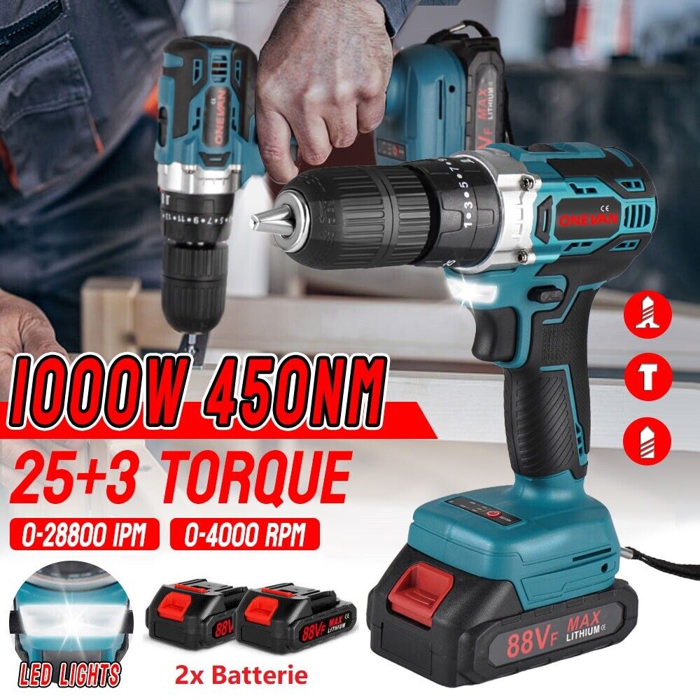 18V Taladro Atornillador Eléctrico Destornillador Inalámbrico Cargador 2 Bateria