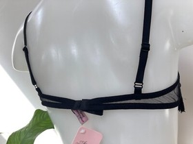 Agent Provocateur L sheer black fringed BRA new vintage Y2K Joeline soft
