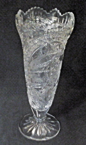 10" Footed Vase German Lead Crystal The Byrdes Collection by HOFBAUER - Picture 1 of 4
