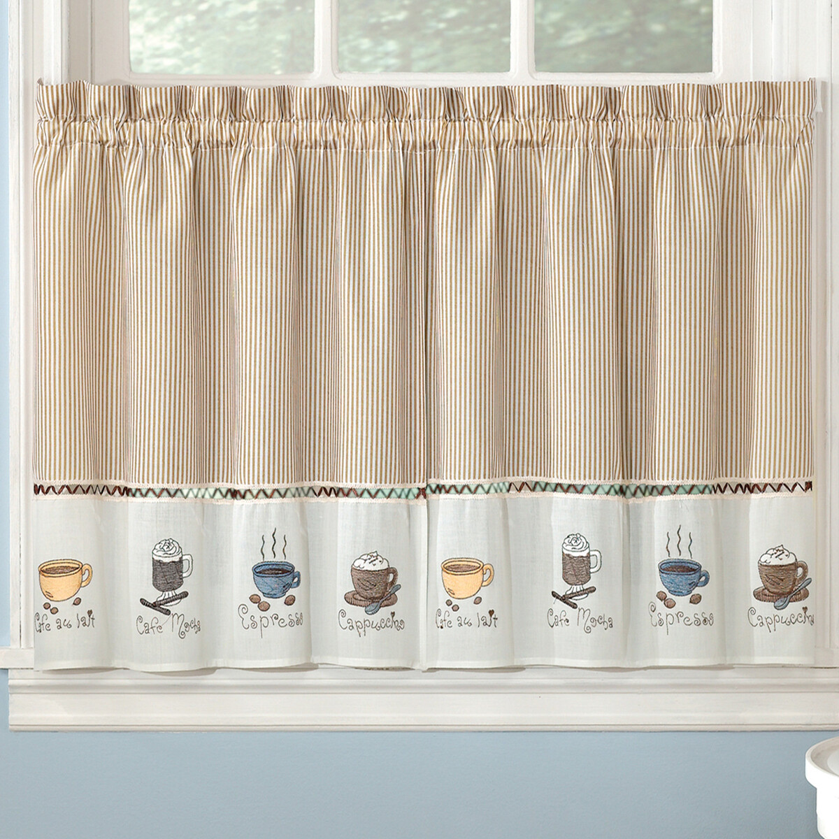Embroidered Coffee Java Espresso Kitchen Curtains Choice Of 24 Or